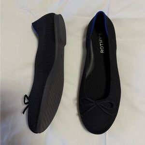 Rothys | SZ 7.5 | Black The Ballet Flat Bow Flats Slip On Ballet Shoes | EUC